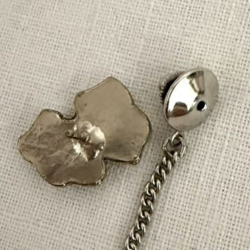 Vintage Theater Masks Tie Tack Pin .75in Silver Tone Drama Chain Toggle Bar - Picture 5 of 10